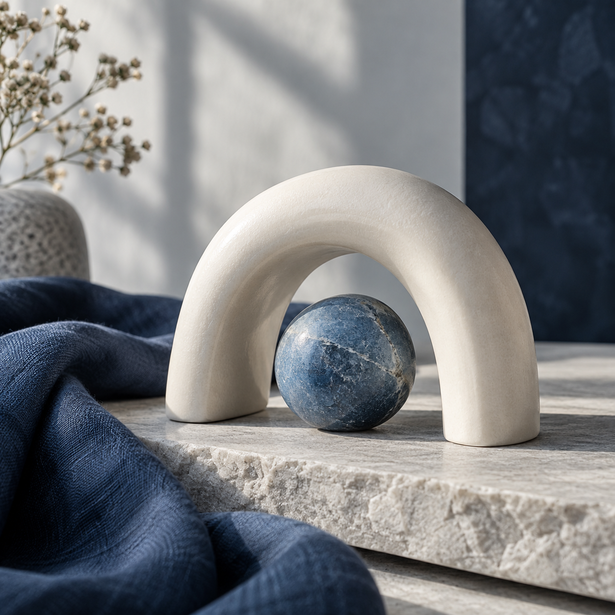 LovePulse Wellness — Home An ivory arch sheltering a blue sphere.